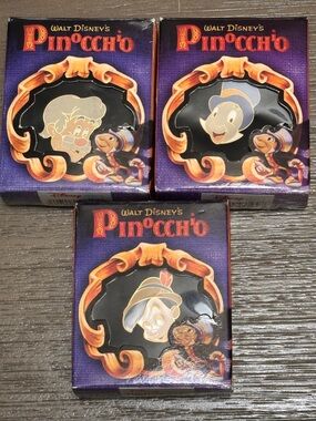 Disney Pinocchio 60th Anniversary Character Pin Trio - Walt Disney Gallery- 2000